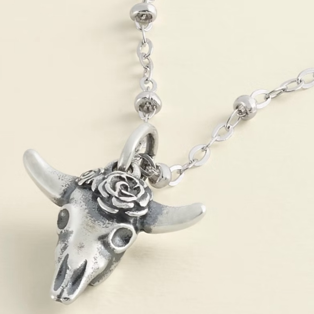 James Avery Desert Rose Charm with Forged Beaded Necklace
